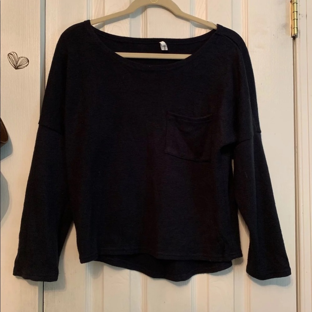 Navy Crop Sweater Long Sleeve